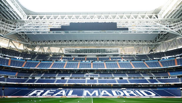 MADRID, SPAIN - SEPTEMBER 27: General view of the Santiago Bernabeu Stadium prior to the LaLiga EA Sports match between Real Madrid CF and UD Las Palmas at Estadio Santiago Bernabeu on September 27, 2023 in Madrid,